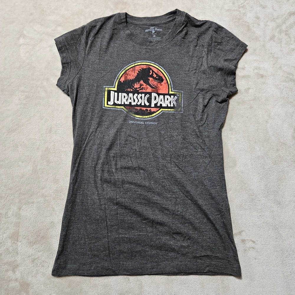 Universal Studios Jurassic Park Graphic T-Shirt Charcoal Grey Juniors Medium